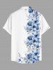Chemise hawaïenne grande taille à imprimé fleurs et feuilles, avec poches et boutons, pour homme - Blanc 5XL