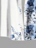 Chemise hawaïenne grande taille à imprimé fleurs et feuilles, avec poches et boutons, pour homme - Blanc 5XL