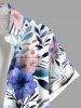 Plus Size Flowers Leaf Print Buttons Pocket Hawaii Shirt For Men -  