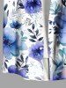 Plus Size Flowers Leaf Print Buttons Pocket Hawaii Shirt For Men -  