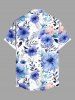 Plus Size Flowers Leaf Print Buttons Pocket Hawaii Shirt For Men -  