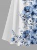 Plus Size Flowers Leaf Print Cold Shoulder Crisscross Hawaii Maxi Dress -  