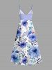 Plus Size Flowers Leaf Print Surplice Hawaii Cami Dress -  