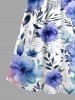 Plus Size Flowers Leaf Print Surplice Hawaii Cami Dress -  