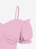 Plus Size Cinched Ruched Ruffles Cold Shoulder Cami Top -  