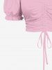 Plus Size Cinched Ruched Ruffles Cold Shoulder Cami Top -  