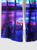 Plus Size Coconut Tree Colorful Cloud Seascape Print Buttons Pocket Hawaii Shirt For Men -  