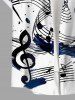 Plus Size Musical Notation Print Buttons Pocket Hawaii Shirt For Men -  