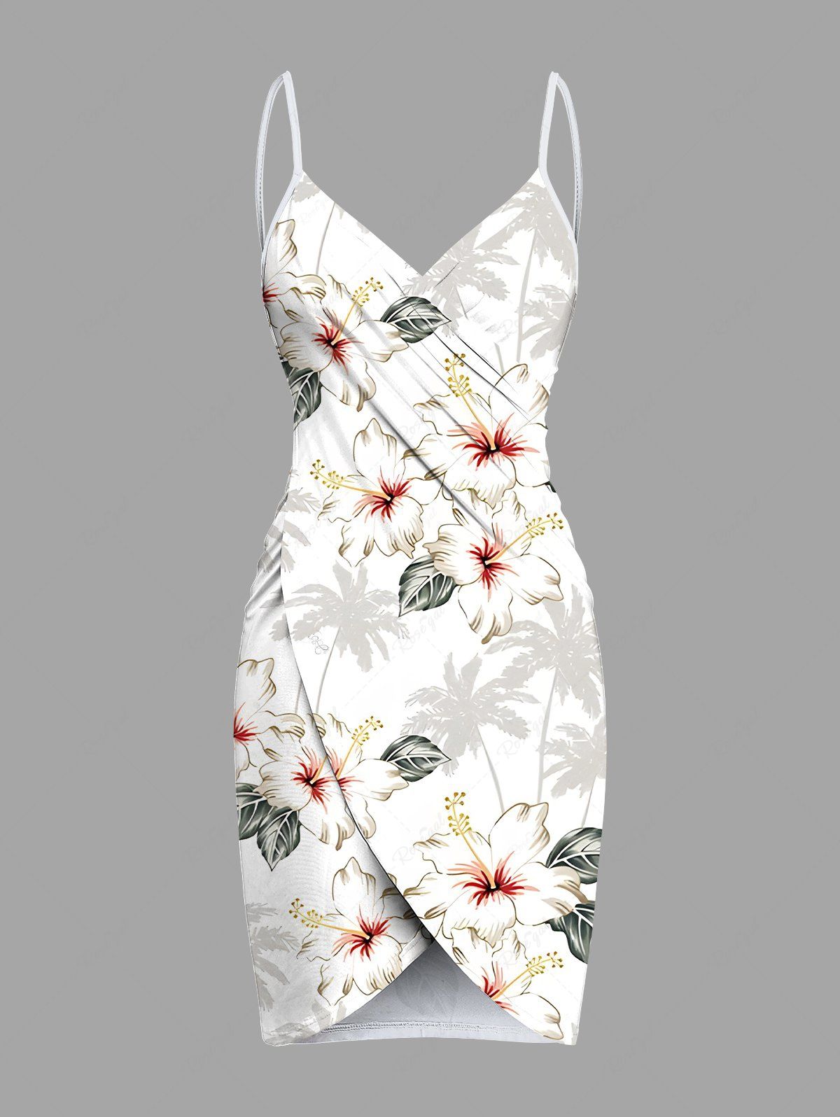Latest Plus Size Coconut Tree Hibiscus Flower Print Hawaii Convertible Beach Cover Up  