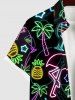 Glitter Neon Coconut Tree Flamingo Pineapple Print Plus Size Matching Hawaii Beach Outfit For Couples -  