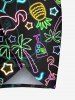 Glitter Neon Coconut Tree Flamingo Pineapple Print Plus Size Matching Hawaii Beach Outfit For Couples -  