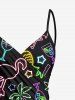 Glitter Neon Coconut Tree Flamingo Pineapple Print Plus Size Matching Hawaii Beach Outfit For Couples -  