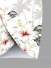 Tenue de plage hawaïenne assortie grande taille à imprimé feuilles de cocotier et hibiscus pour couples - Blanc 