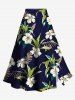 Tropical Leaf Plant Hibiscus Flower Print Plus Size Matching Hawaii Beach Outfit For Couples -  