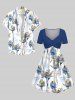 Lotus Flower Print Plus Size Matching Hawaii Beach Outfit For Couples -  