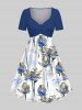 Lotus Flower Print Plus Size Matching Hawaii Beach Outfit For Couples -  