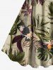 Robe débardeur grande taille à imprimé tropical, feuilles de cocotier, hibiscus et fleurs hawaïennes - café lumière XXS