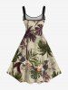 Robe débardeur grande taille à imprimé tropical, feuilles de cocotier, hibiscus et fleurs hawaïennes - café lumière XXS