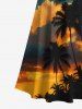 Plus Size Coconut Tree Ombre Dusk Print Hawaii Cold Shoulder Crisscross A Line Maxi Dress -  
