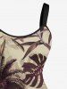 Robe débardeur grande taille à imprimé tropical, feuilles de cocotier, hibiscus et fleurs hawaïennes - café lumière 5X