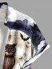Chemise grande taille à imprimé citrouille, hibou, branche d'arbre, lune, chauve-souris, Halloween, boutonnée et poche pour homme - Blanc S