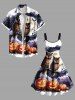 Plus Size Pumpkin Owl Tree Branch Moon Bat Print Halloween Costume A Line Tank Dress -  