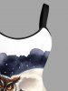 Plus Size Pumpkin Owl Tree Branch Moon Bat Print Halloween Costume A Line Tank Dress -  