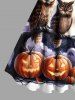 Plus Size Pumpkin Owl Tree Branch Moon Bat Print Halloween Costume A Line Tank Dress -  
