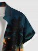 Plus Size Coconut Tree Ombre Dusk Print Hawaii Button Pocket Shirt For Men -  