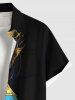 Plus Size Skull Crown Print Halloween Button Pocket Shirt For Men -  