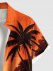 Plus Size Coconut Tree Sea Sailboat Sunset Print Hawaii Ombre Button Pocket Shirt For Men -  