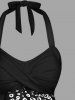 Haut de tankini dos nu à imprimé pieuvre bicolore Hawaii Twist - Noir L