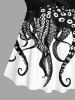 Haut de tankini dos nu à imprimé pieuvre bicolore Hawaii Twist - Noir L
