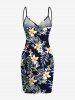 Plus Size Tropical Leaf Hibiscus Flower Print Hawaii Convertible Beach Cover Up -  
