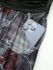 Plus Size Rose Flower Marble Print Lace Trim Ruched Tank Dress -  