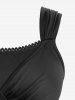 Plus Size Rose Flower Marble Print Lace Trim Ruched Tank Dress -  