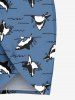 Plus Size Cute Shark Sea Waves Print Hawaii Convertible Beach Cover Up -  