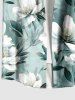 Plus Size Flowers Leaf Print Buttons Pocket Hawaii Shirt For Men -  