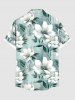 Plus Size Flowers Leaf Print Buttons Pocket Hawaii Shirt For Men -  