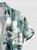 Plus Size Flowers Leaf Print Buttons Pocket Hawaii Shirt For Men -  