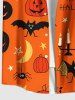 Chemise grande taille pour homme, motif citrouille, chauve-souris, lune, étoile, bougie, araignée, boutons et poches - Orange Foncé L