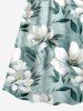 Plus Size Flowers Leaf Print Surplice Hawaii Cami Dress -  