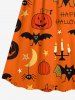 Plus Size Halloween Pumpkin Bat Moon Star Candle Spider Print Surplice Cami Dress -  