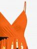 Plus Size Halloween Pumpkin Bat Moon Star Candle Spider Print Surplice Cami Dress -  
