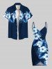 Plus Size Hibiscus Flowers Tropical Leaf Print Hawaii Convertible Beach Cover -  