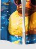 Plus Size Oil Painting Rock Ducks Print Buttons Pocket Shirt For Men -  