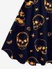 Plus Size Halloween Skulls Heart Butterfly Print Tank Dress -  