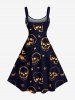 Plus Size Halloween Skulls Heart Butterfly Print Tank Dress -  