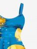 Plus Size Oil Painting Rock Ducks Print Hawaii Tank Dress -  