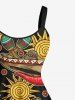 Plus Size Halloween Hat Skull Chili Sun Guitar Print Tank Dress -  